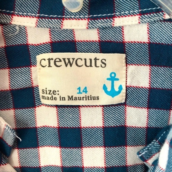 CREWCUTS Boys Blue Plaid Button Down Dress Shirt - Picture 3 of 6